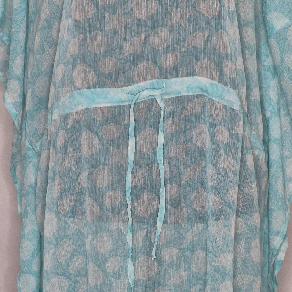 Just (Bee) Aqua Blue Seashell Beach Swim Coverup Sheer - Adjustable / One Size - Picture 7 of 12